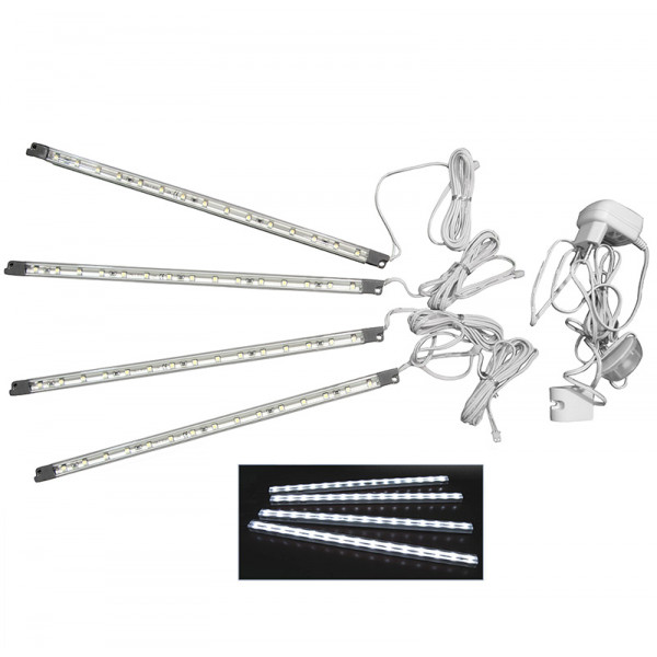 LED SMD Aluminum bar 4pcs/set IP44 230V 15LED cool White