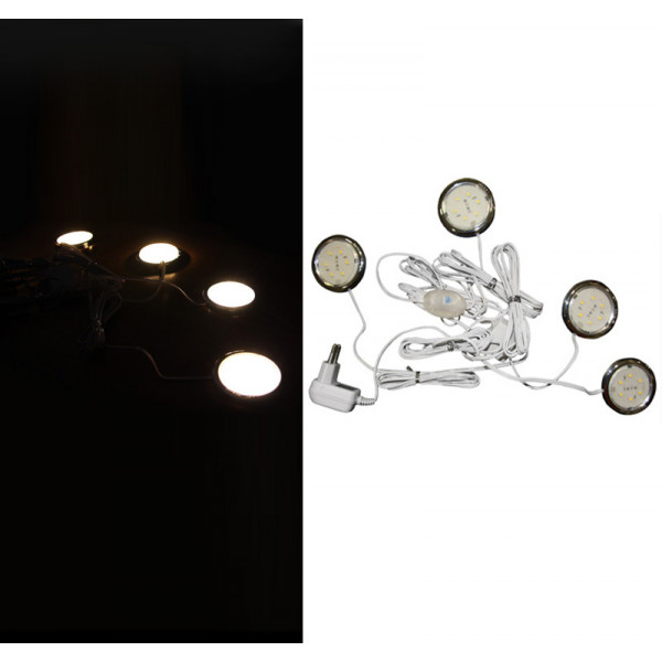 LED SMD Aluminum spot 4pcs/set IP65 12VDC 9LED Warm White