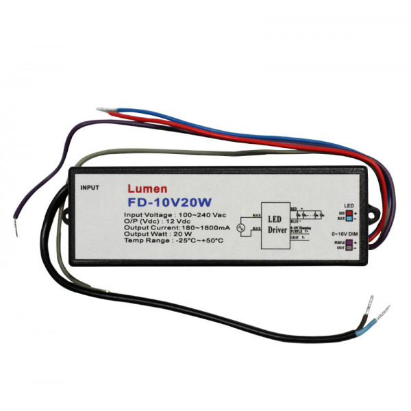 Driver for Power LED lamps 12V/230V 20W Dimmable 1-10V