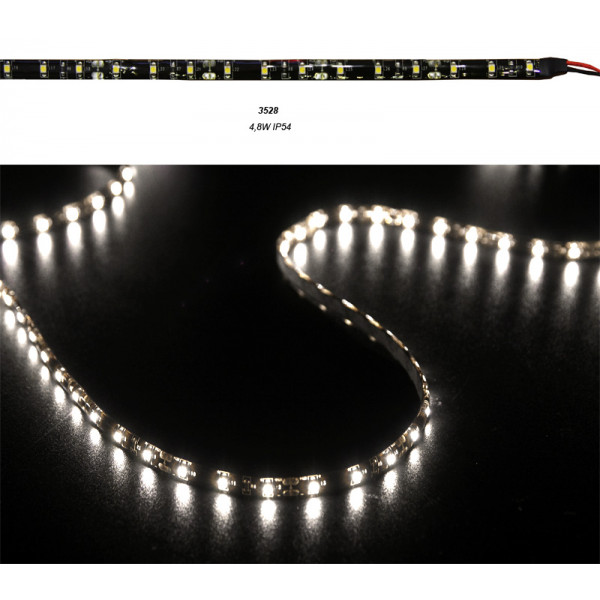 LED Strip Adhesive Black PCB 5m 12VDC 4.8W/m 60L/m Warm White IP54