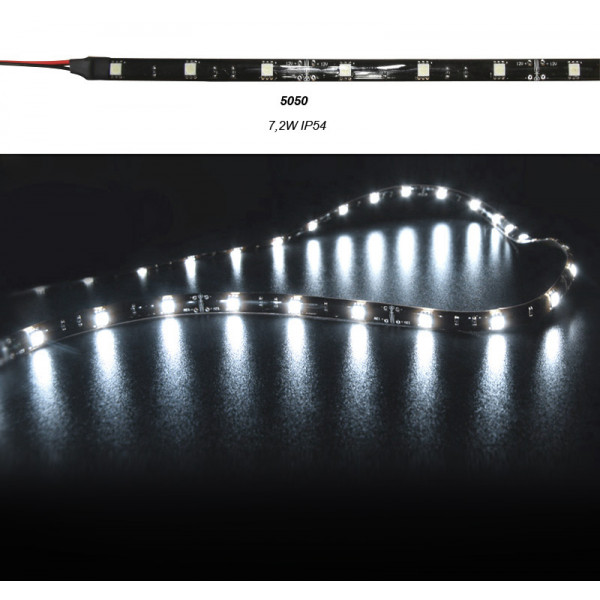 LED Strip Adhesive Black PCB 5m 12VDC 7.2W/m 30L/m Cool White IP54