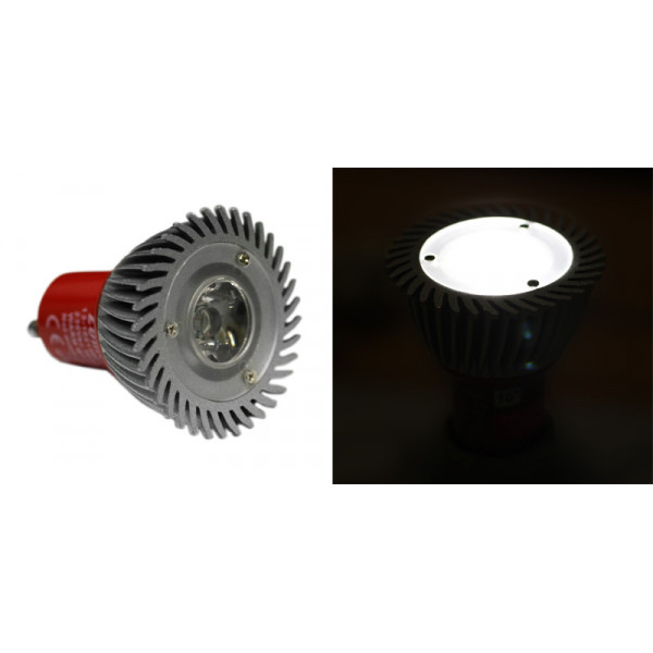 Power led mini GU10 3W-230V ΑC/DC 10' COOL WHITE exchangable len