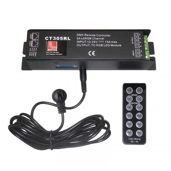 Controller DMX-512 for RGB LED strips 12VDC/24VDC 15A