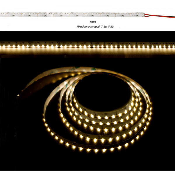 LED Strip Side View White PCB 5m 12VDC 7.2W/m 90L/m Warm White IP20