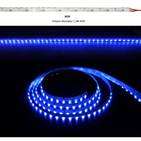 LED Strip Side View White PCB 5m 12VDC 7.2W/m 90L/m Blue IP20