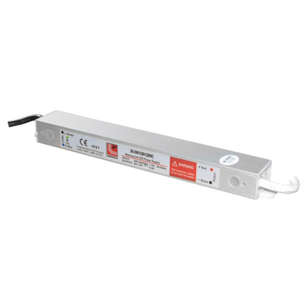 Aluminum power supply for LED strips 240V/12VDC 30W IP67