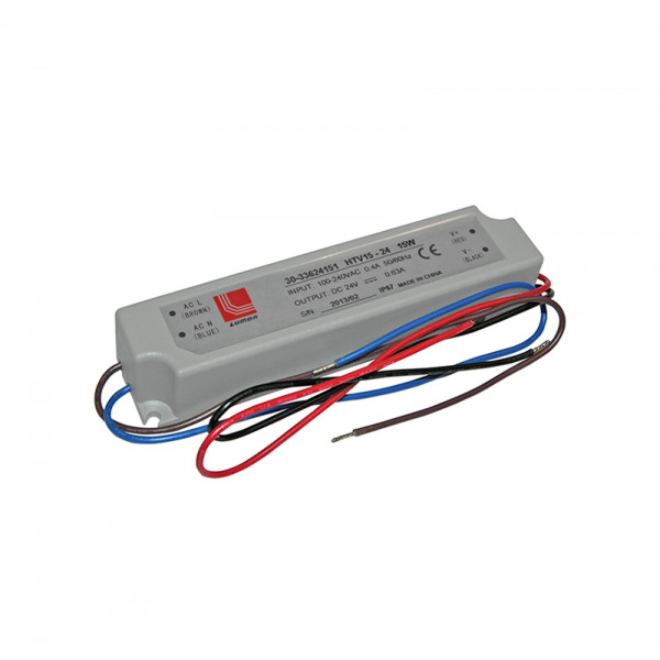 Aluminum power supply for LED strips 240V/24VDC 15W IP67