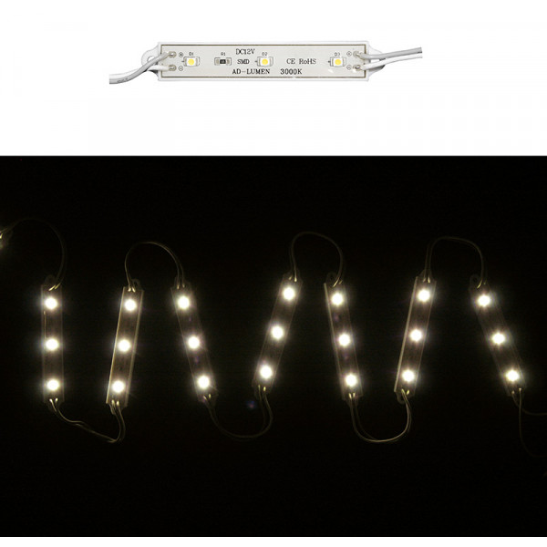 LED Module chain plastic 20x3LED 3528 0.24W 12VDC Warm White