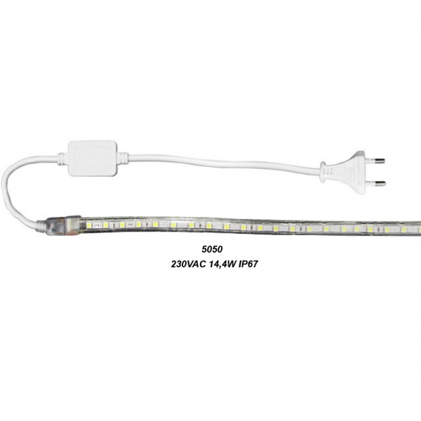 LED Strip White PCB 10m 230VΑC 60L/m 14.4W/m RGB IP67