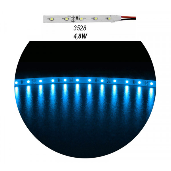 LED Strip Adhesive White PCB 5m 12VDC 4.8W/m 60L/m Blue IP20