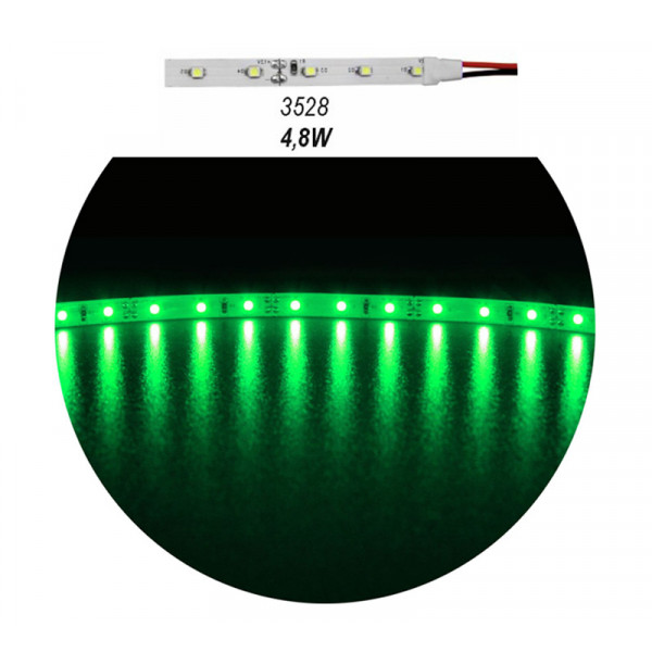 LED Strip Adhesive White PCB 5m 12VDC 4.8W/m 60L/m Green IP20