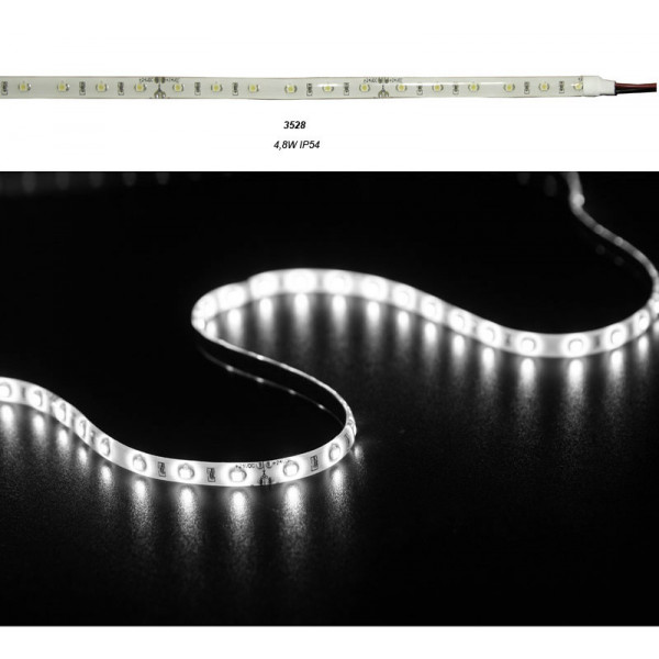 LED Strip Adhesive White PCB 5m 12VDC 4.8W/m 60L/m Cool White IP54