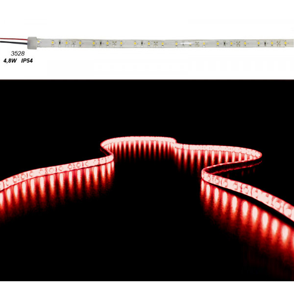 LED Strip Adhesive White PCB 5m 12VDC 4.8W/m 60L/m Red IP54