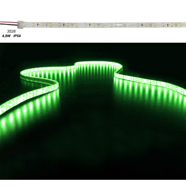 LED Strip Adhesive White PCB 5m 12VDC 4.8W/m 60L/m Green IP54