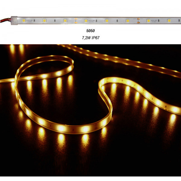 LED Strip White PCB 5m 12VDC 7.2W/m 30L/m Amber IP67