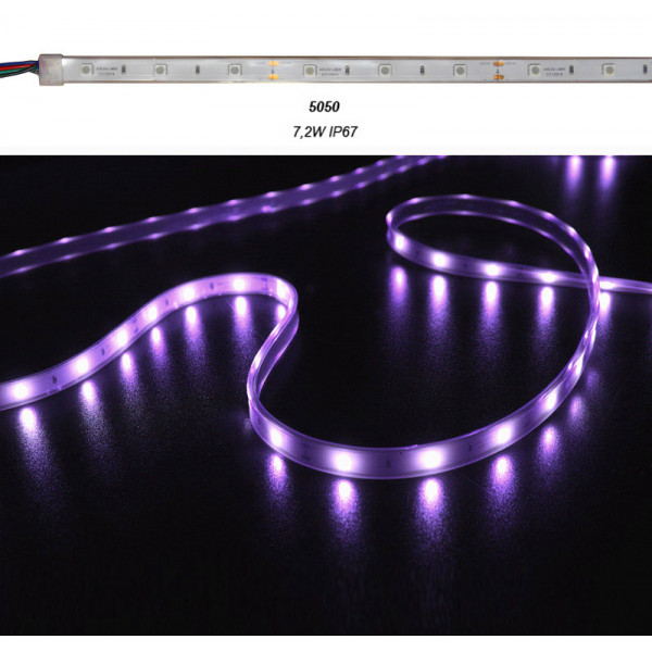 LED Strip White PCB 5m 12VDC 7.2W/m 30L/m RGB IP67