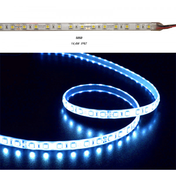 LED Strip White PCB 5m24VDC 14.4W/m 60L/m Blue IP67