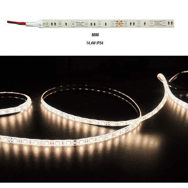 LED Strip Adhesive White PCB 5m24VDC 14.4W/m 60L/m Warm White IP54