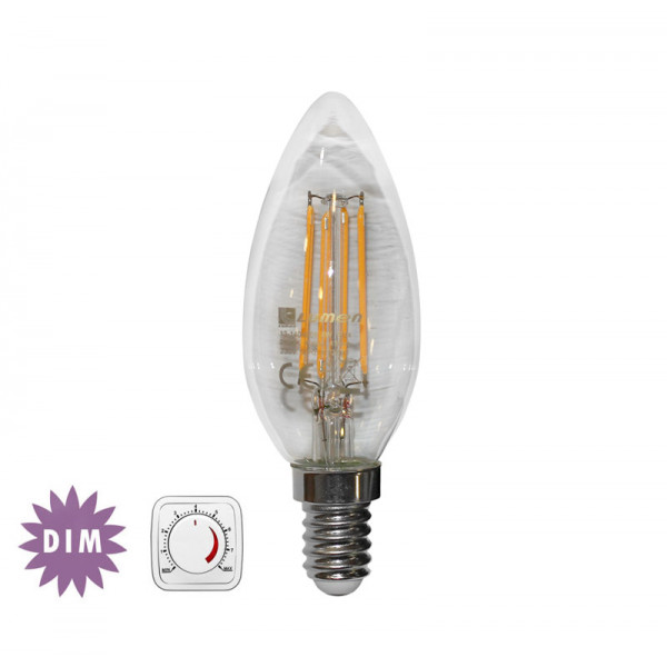 Led COG E14 Clear Candle 230V 4W Dimmable Warm White