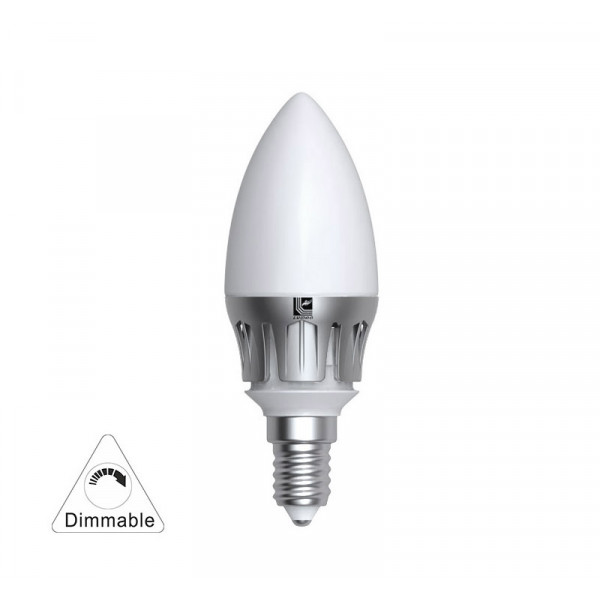 Led Candle Ε14 Matte Silver Aluminium base 230V 6W Dimmable Cool White