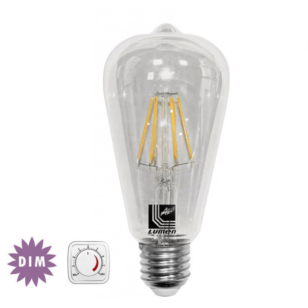 Led COG E27 Clear ST64 230V 6W Dimmable Warm White