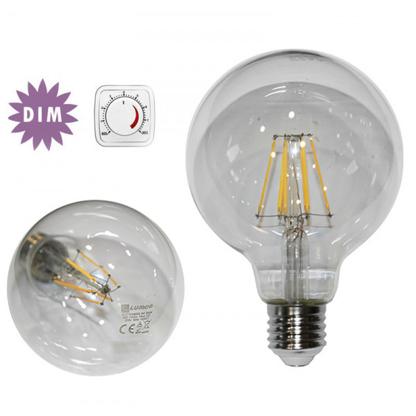 Led COG E27 Clear G95 230V 8W Clear Dimmable Warm White