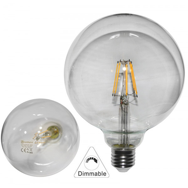 Led COG E27 Clear G125 230V 8W Dimmable Warm White