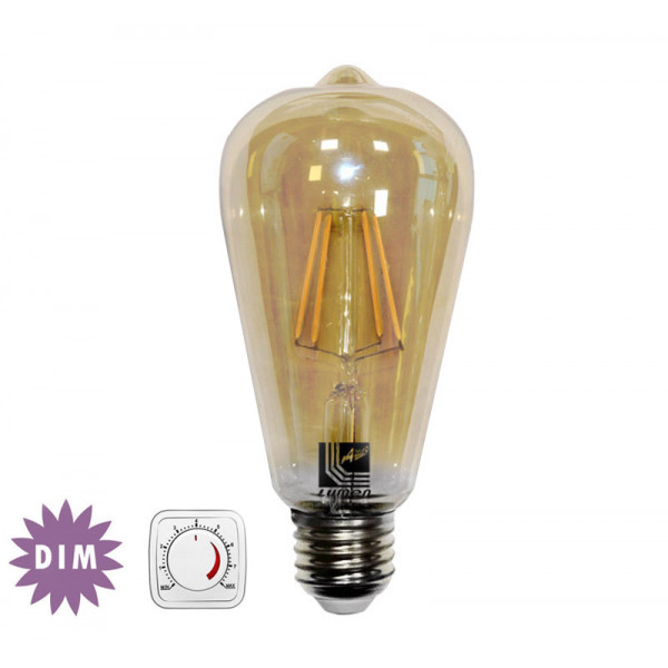 Led COG E27 Golden ST64 230V 6W Dimmable Warm White