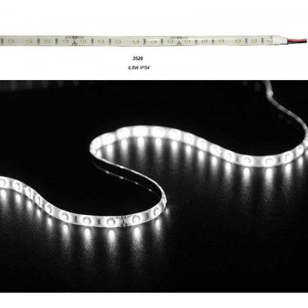 LED Strip Adhesive White PCB 5m 12VDC 4.8W/m 60L/m Neutral White IP54