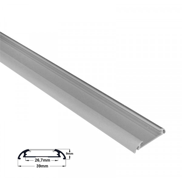 Aluminum profile 1m wall mounted wide oval for LED strips max W:20mm