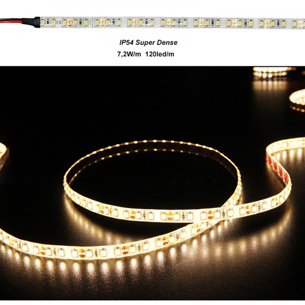 LED Strip Dense White PCB 5m 12VDC 120L/m 7.2W/m Warm White IP54