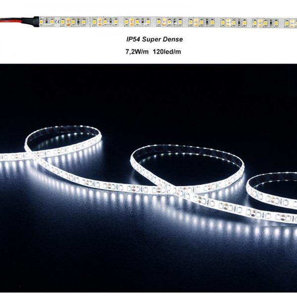 LED Strip Dense White PCB 5m 12VDC 120L/m 7.2W/m Cool White IP54