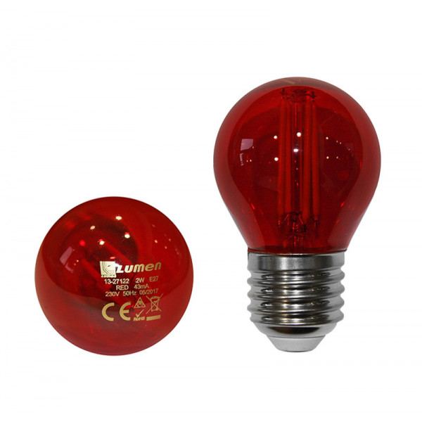 Led COG G45 Ε27 230V 2W Red