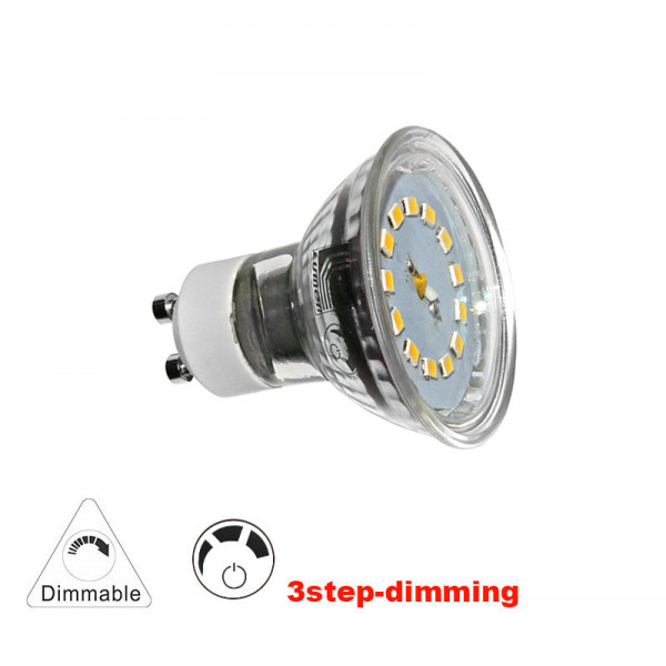 Led SMD GU10 Glass 230V 5W 110° 3 Stage Dimmable Warm White