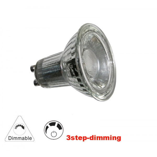 Led SMD GU10 Glass 230VAC 6W 40° 3 Steps Dimmer Warm White