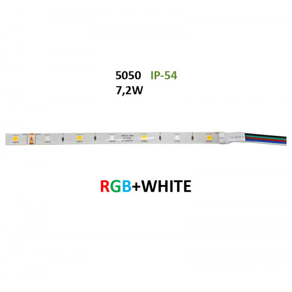 LED Strip Adhesive White PCB 5m 12VDC 7.2W/m 36L/m RGB White IP54