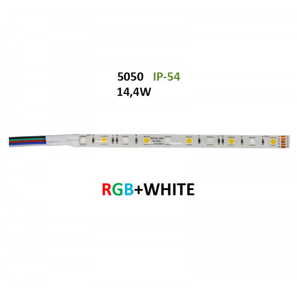 LED Strip Adhesive White PCB 5m24VDC 14.4W/m 60L/m RGB White IP54