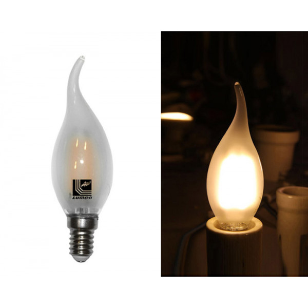 Led COG E14 Frosted Candle With Tail 230V 6W Warm white