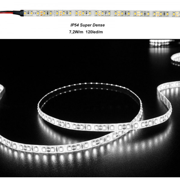 LED Strip Dense White PCB 5m 12VDC 120L/m 7.2W/m White IP54