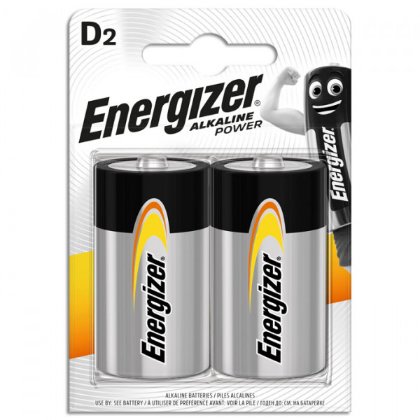 Energizer D-LR20, in 2 pack blister