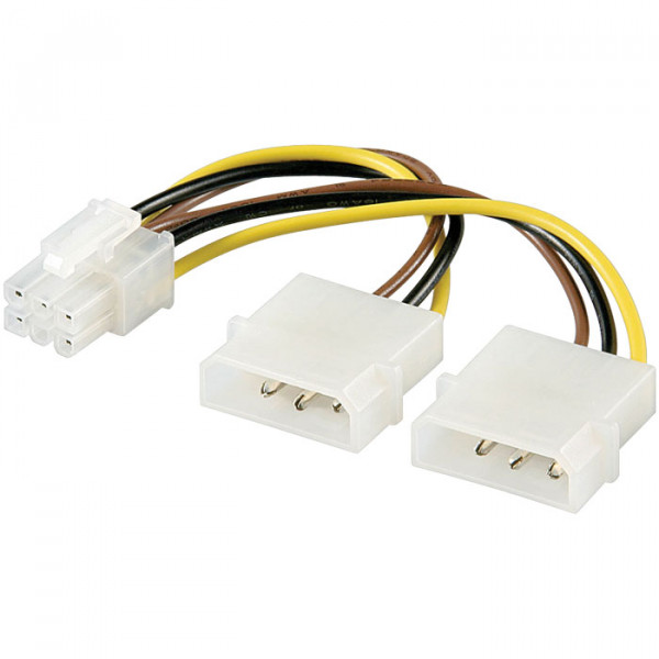 PC Power supply cable, 2 x 5.25 plug > PCI Express 6 pin.