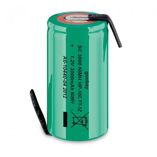 Sub-C, 3000 mAh, Solder tail (Z)