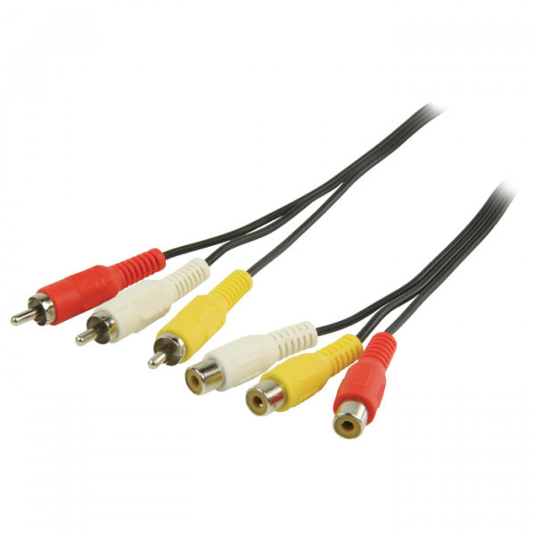 Composite Video Cable 3x RCA Male - 3x RCA Female 5.00 m Black