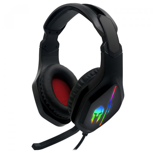 NOD IRON ΣOUND v2 - Gaming headset with folding microphone and running RGB LED lighting.