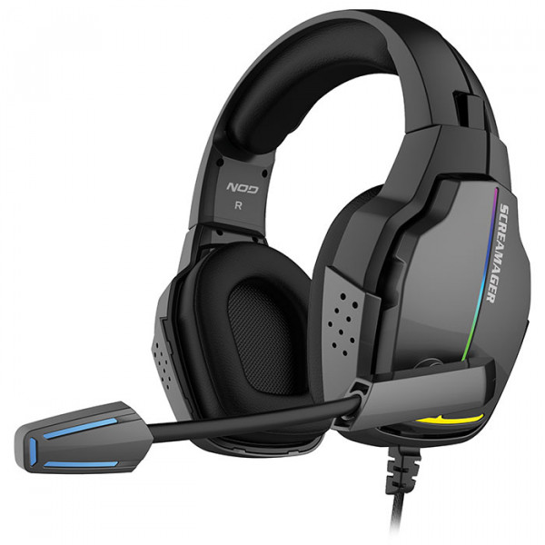 NOD SCREAMAGER - Gaming headset with adjustable microphone and RGB LED.