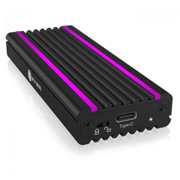 IB-1824ML-C31 - USB Type-C Enclosure for M.2 NVMe SSD - RGB illuminated