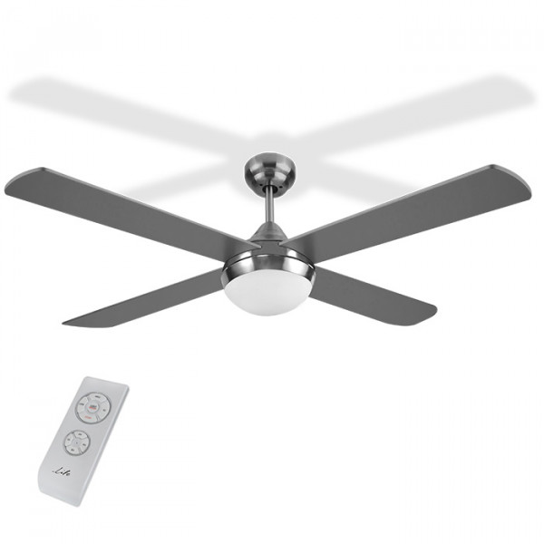Ceiling fan with double sided blades and light, 60W.