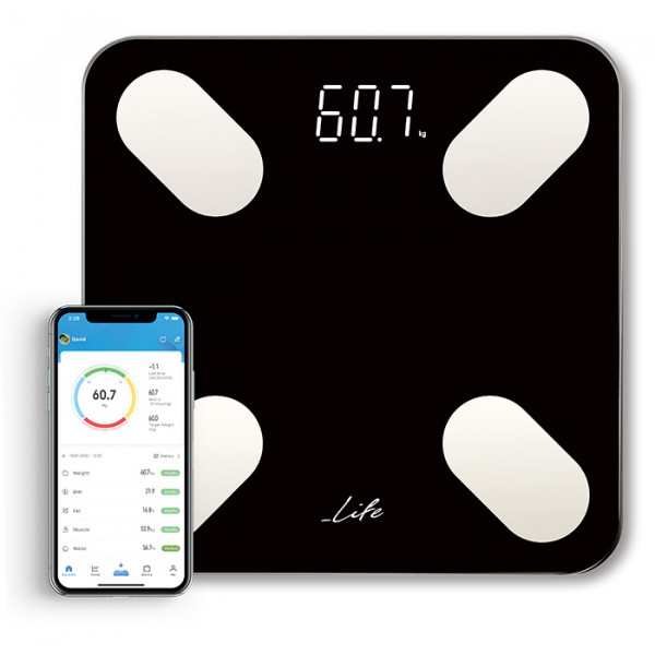 Electronic, body analysis bathroom glass scale with Bluetooth function.