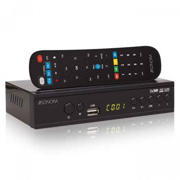 Full HD digital terrestrial receiver MPEG-4 / H.265 with 2in1 remote control for the receiver and TV.