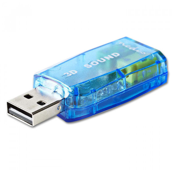 NEDIS USCR10051BU - Sound Card, 3D sound 5.1, USB 2.0, Double 3.5 mm Connector.